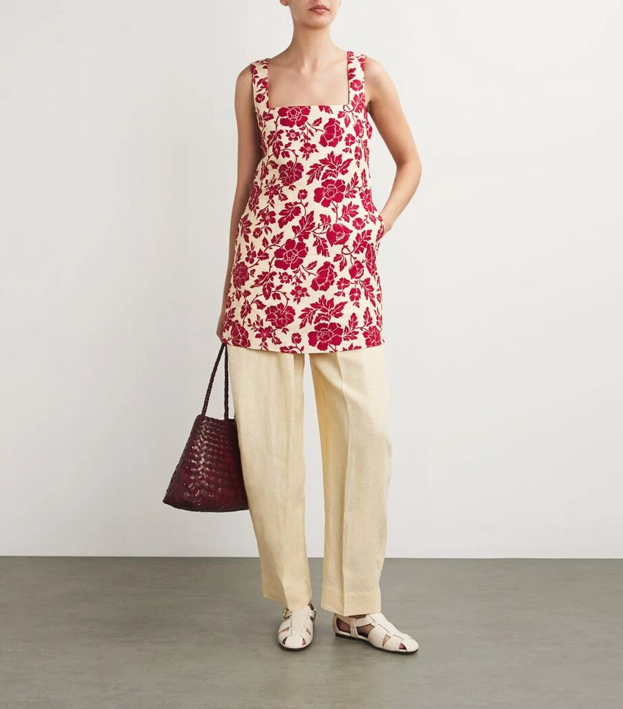 ruffle linen dress Romantic Linen Midi Dress With Front Tie & Soft Ruffle M / Navy Blue main image 0