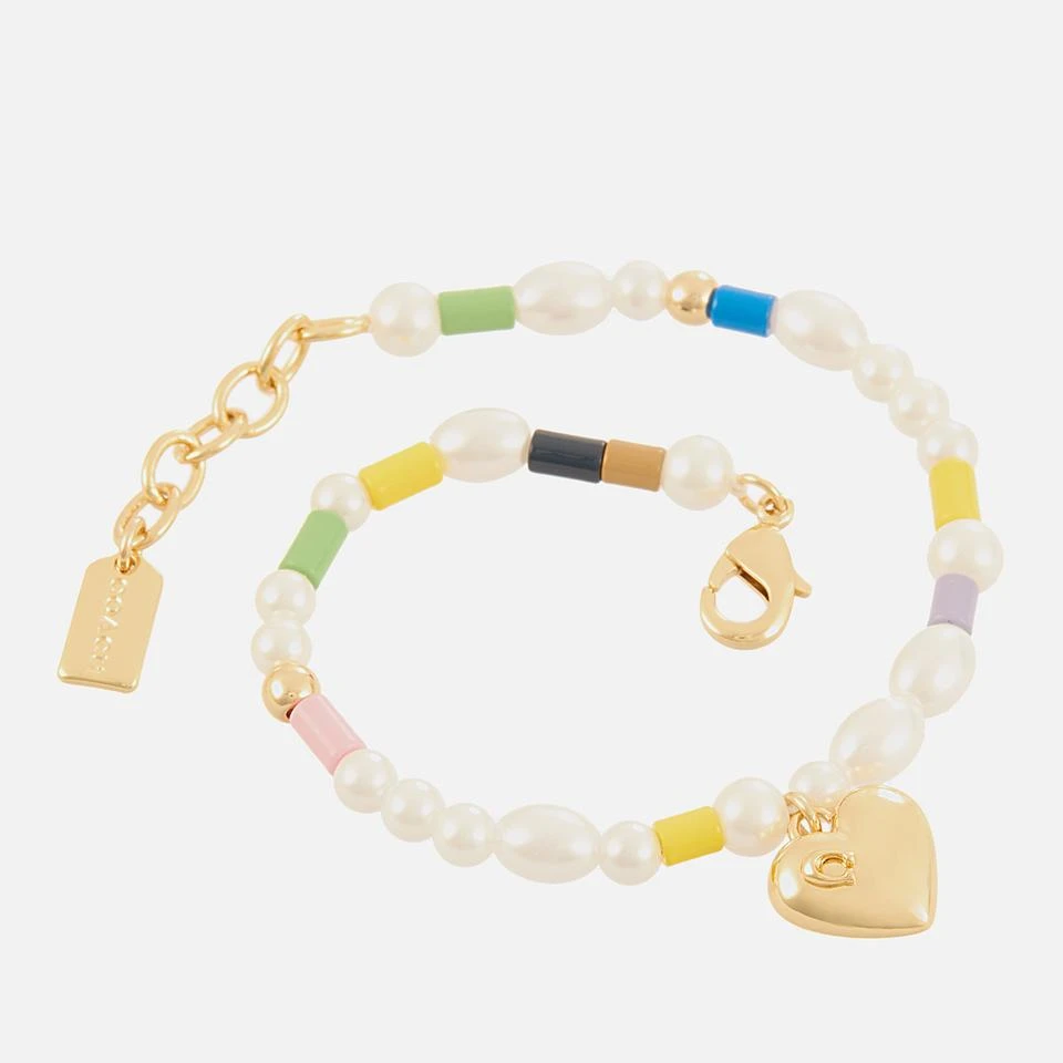Coach Coach Pearl Heart Flex Gold-Plated Bead Bracelet 3