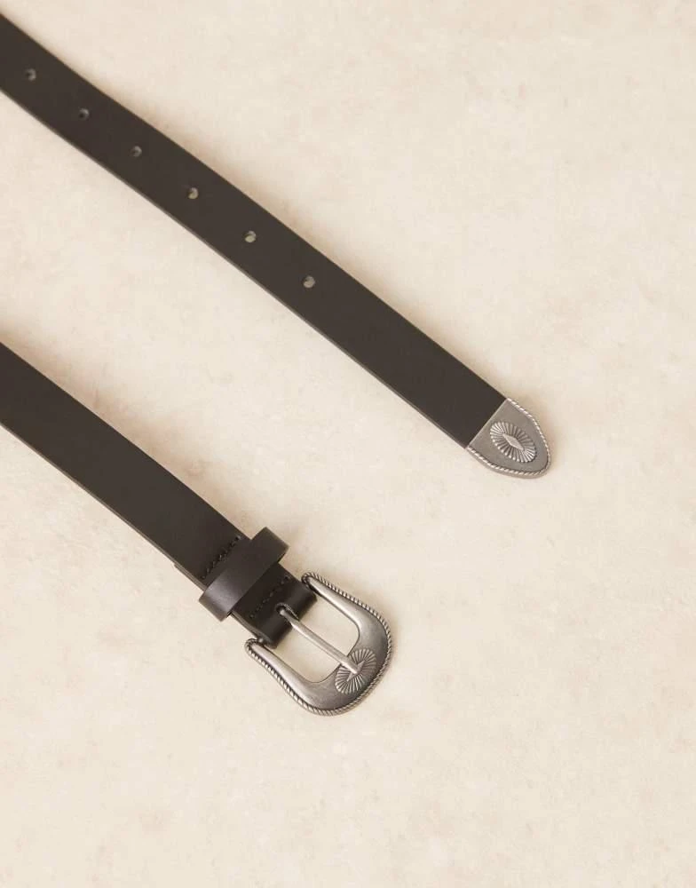 ASOS ASOS DESIGN smart faux leather skinny belt with matte black buckle in black 2