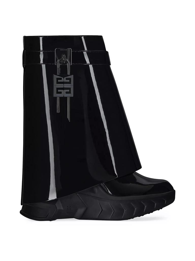 Givenchy Shark Lock Biker Ankle Boots in Patent Leather