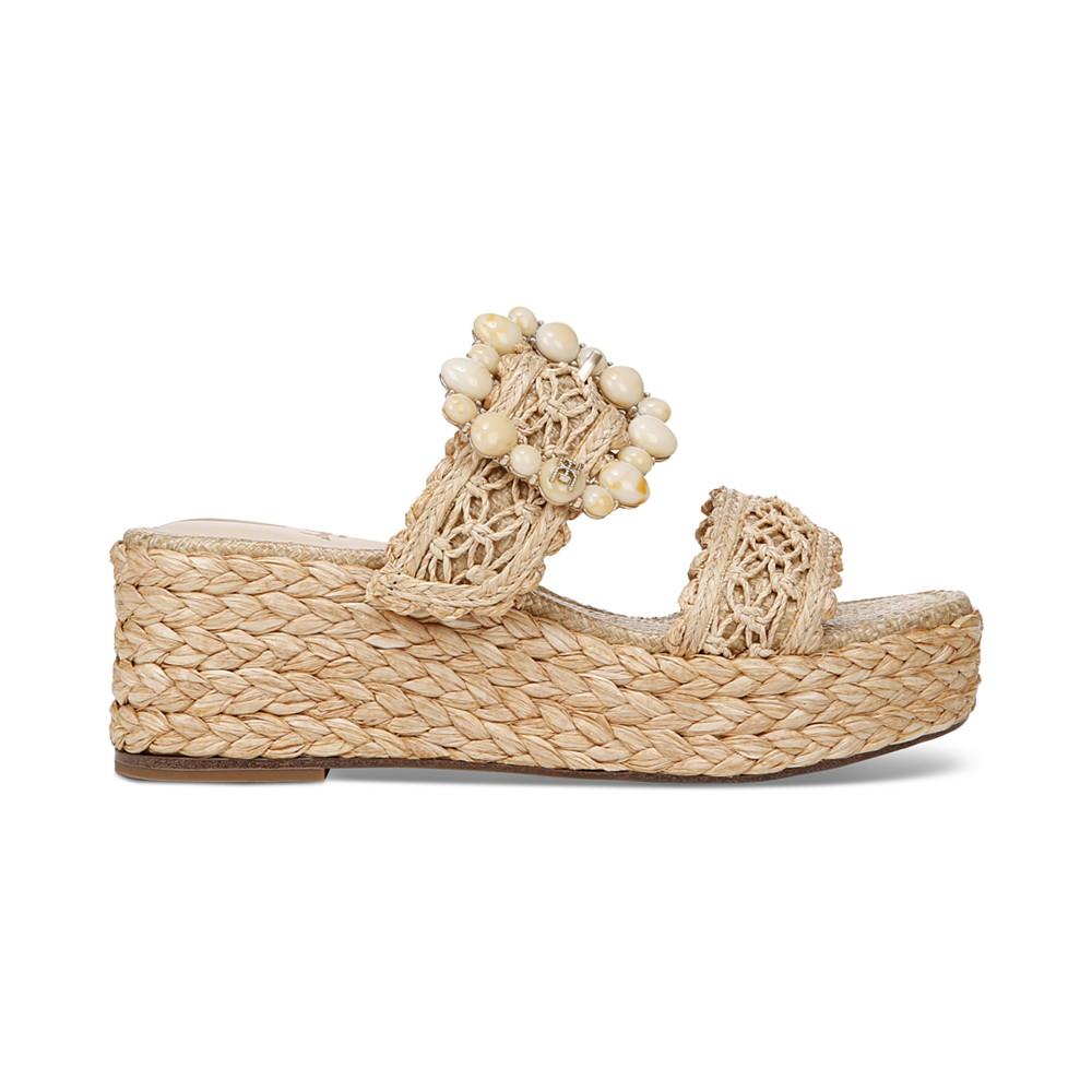 Sam Edelman Cadance Double Strap Raffia Wedge Platform Sandals