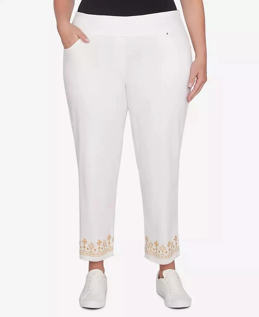 Ruby Rd. Plus Size Denim Embroidered Ankle Pants 1