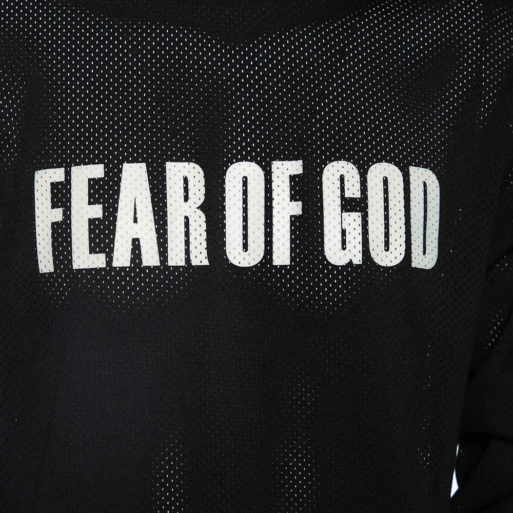 Fear of god Fear of God Black Synthetic Logo Print Long Sleeved Mesh-Jersey T-Shirt S 4