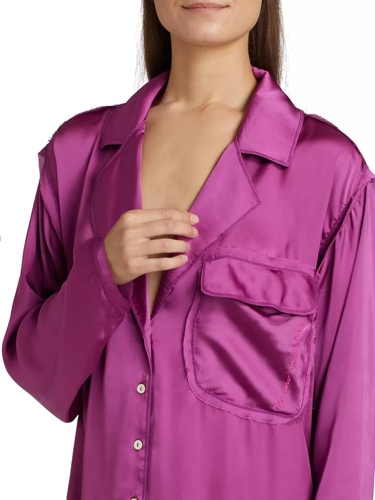 Free People Like Honey Satin Pajama Shirt 6