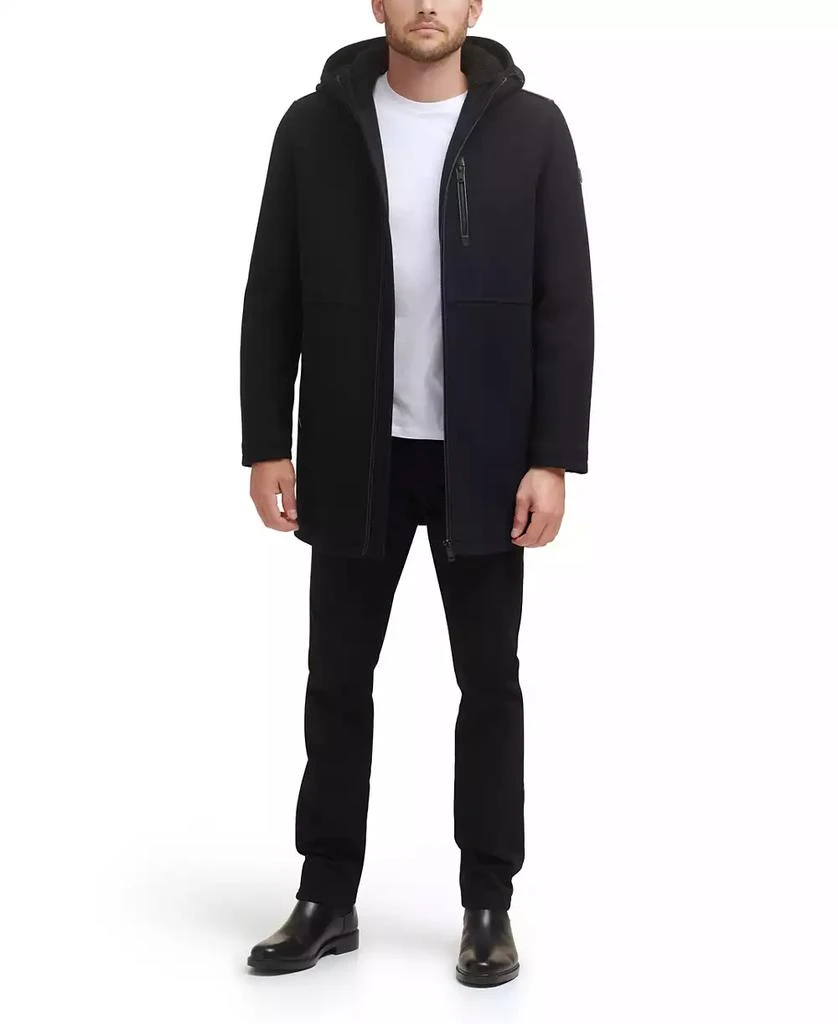Kenneth Cole Men's Wool Melton Polyurethane Piping Detail Coat 1