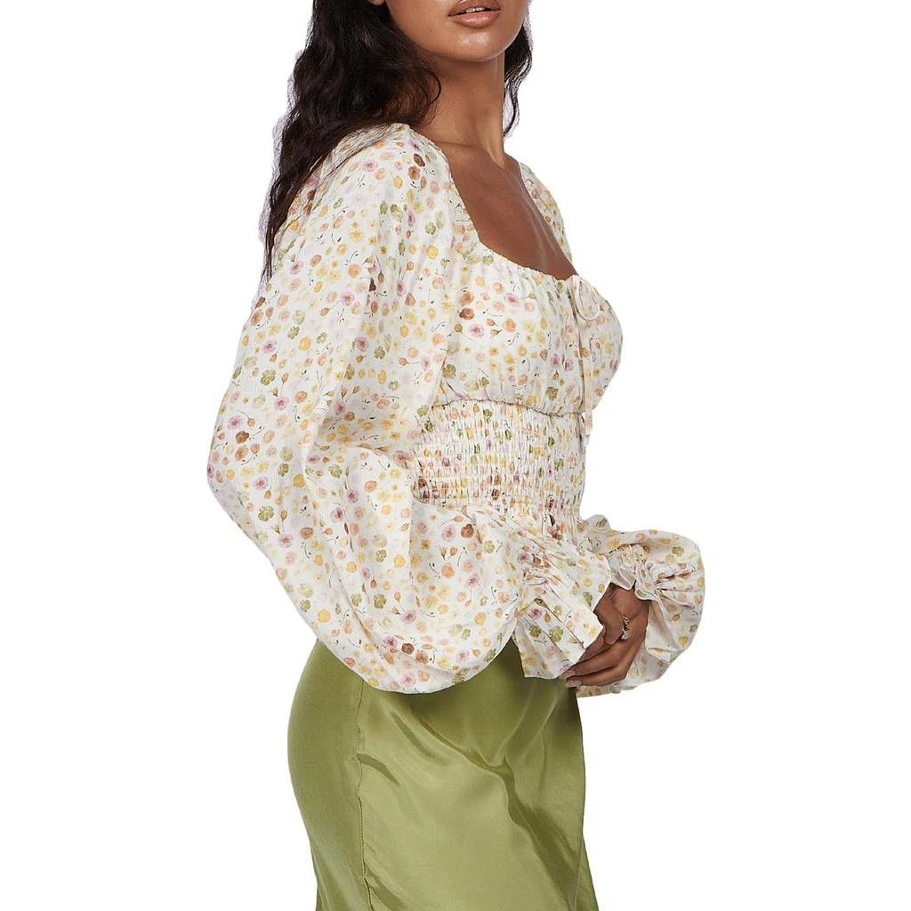 Charlie Holiday Bobby Womens Floral Smocked Crop Top 3