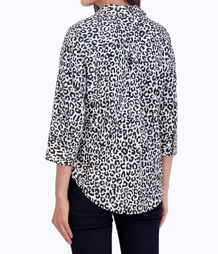 FOXCROFT Foxcroft - Charlie 3/4 Sleeve Leopard Blouse