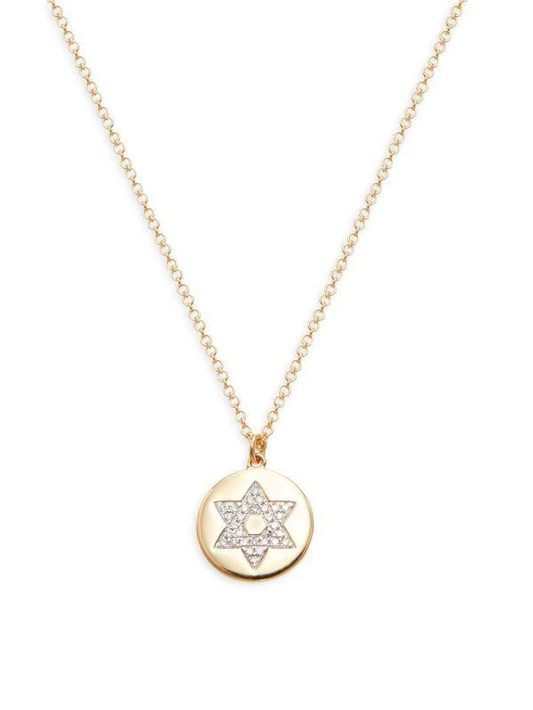 Saks Fifth Avenue 14K Yellow Gold & 0.07 TCW Diamond Star Of David Pendant Necklace 1
