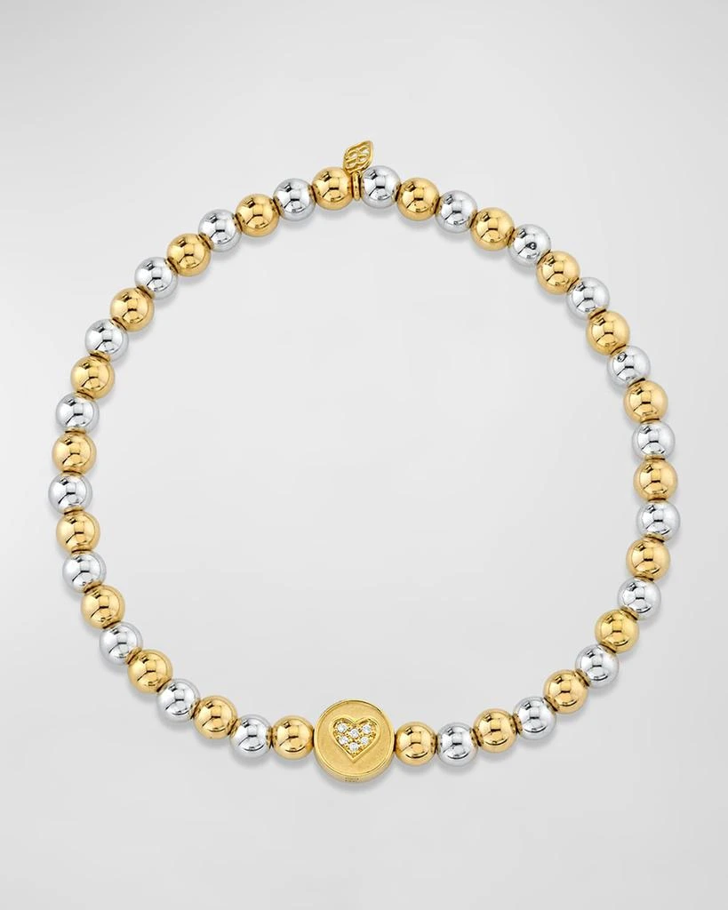 Sydney Evan Peace and Love Bead on Bead 14K Two-Tone Round Bracelet 2