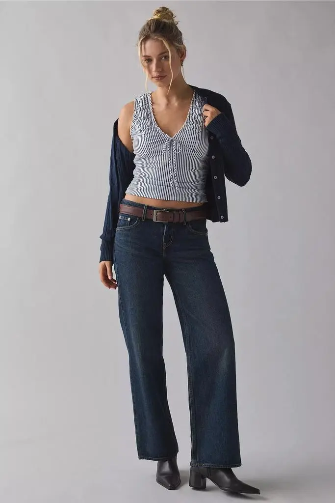 Kimchi Blue Kimchi Blue Ella Ruched Tie-Front Cropped Tank Top