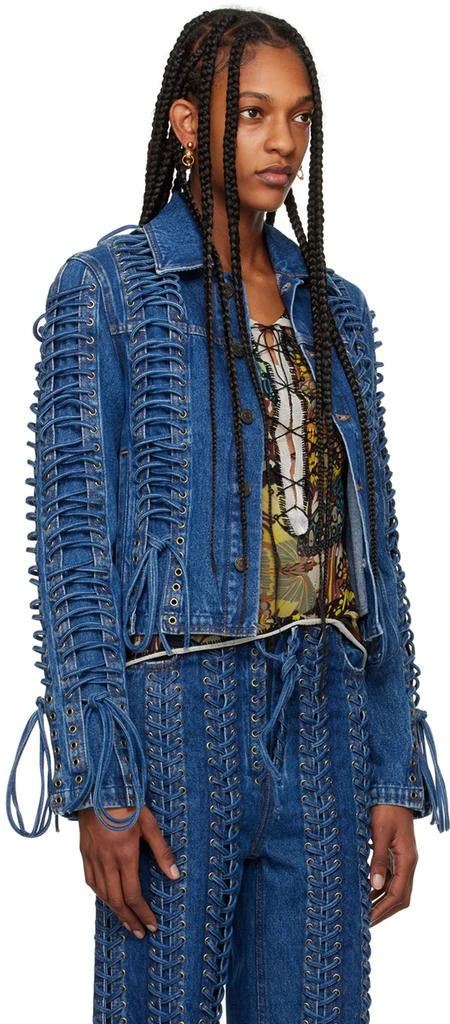 Jean Paul Gaultier Blue 'The Lace-Up' Denim Jacket 2