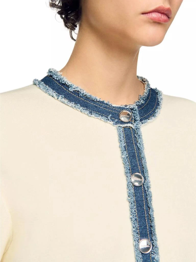 Sandro Cardigan with Denim Details 5