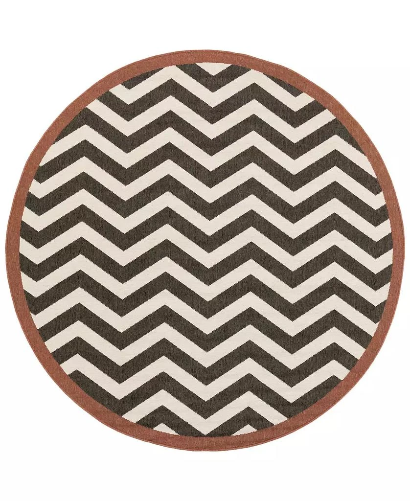 Surya CLOSEOUT! Alfresco ALF-9646 Black 7'3" Round Area Rug, Indoor/Outdoor 2