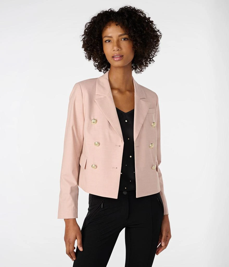 Karl Lagerfeld Paris SLUB TWILL DOUBLE BREASTED CROPPED BLAZER 1