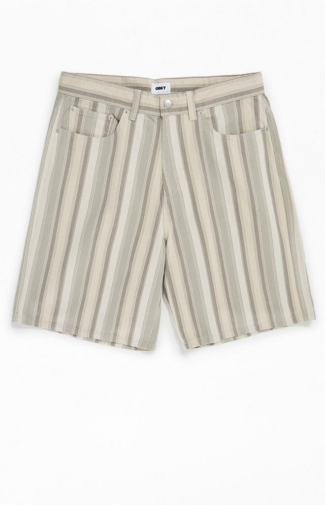 Obey Baja Striped Denim Baggy Shorts