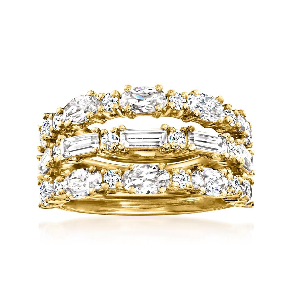 Ross-Simons CZ Jewelry Set: 3 Rings in 18kt Gold Over Sterling