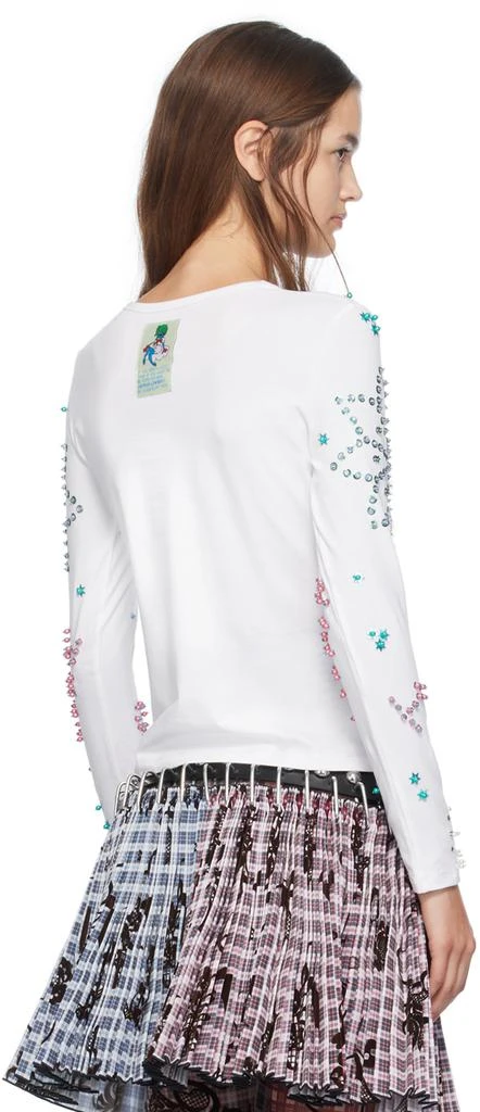 CHOPOVA LOWENA White Kitty Beaded Long Sleeve T-Shirt 3