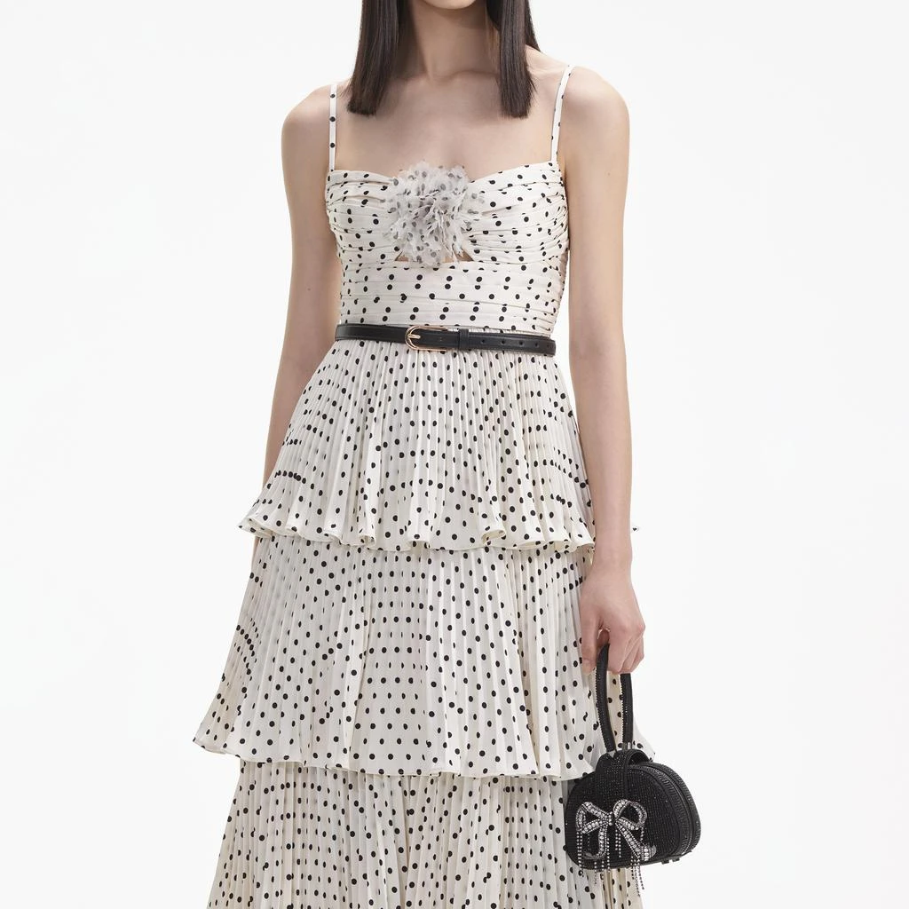 white christmas dresses RENT Self Portrait Lilac Polka Dot Tiered Chiffon Midi Dress (RRP £370)