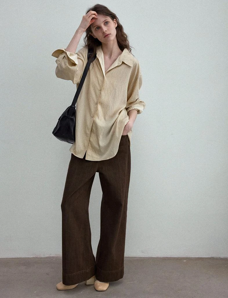 Pixie Market Beige Striped Shirt -PREORDER 2