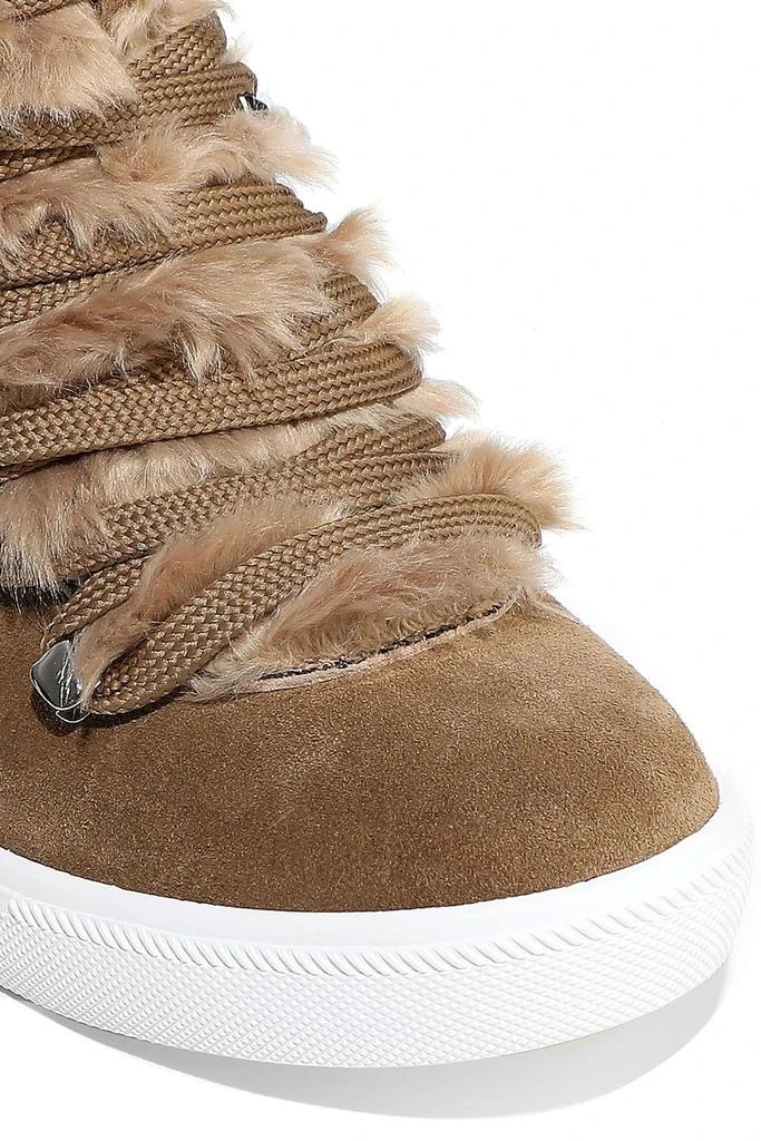 DONNA KARAN Cristin faux fur-trimmed suede wedge sneakers 4