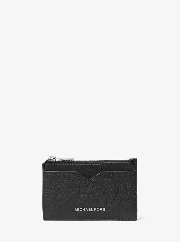 Michael Kors Hudson Logo Embossed Leather Card Case