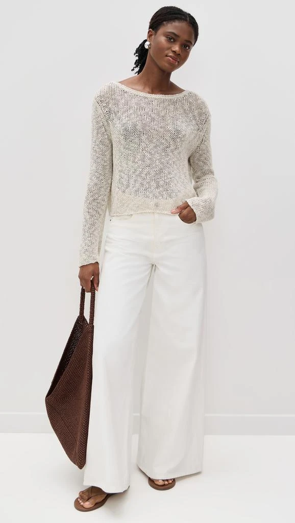 James Perse Cotton Linen Open Knit Pullover 4