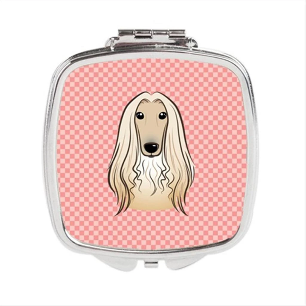 Carolines Treasures BB1244SCM Checkerboard Pink Afghan Hound Compact Mirror, 2.75 x 3 x .3 In.