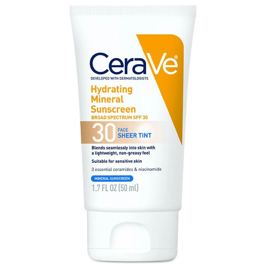 CeraVe Hydrating Mineral Sunscreen SPF 30 for Face with Sheer Tint 1