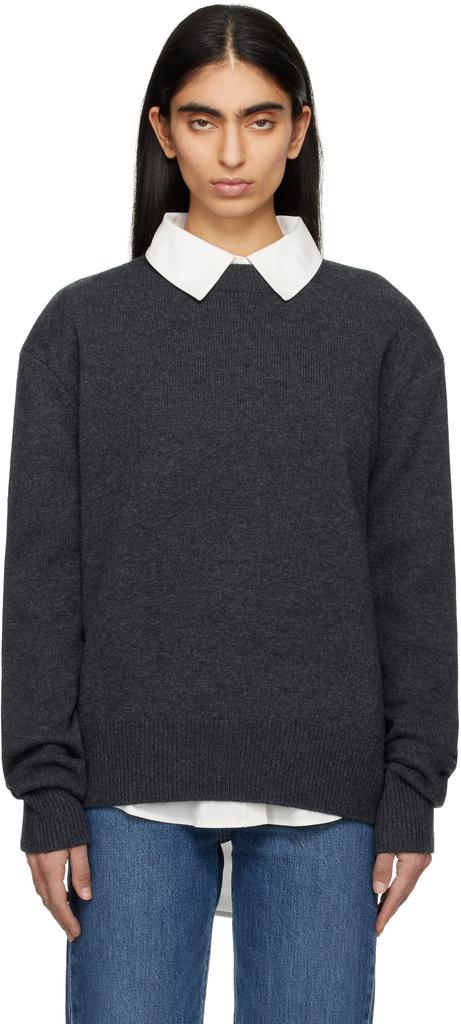 The Frankie Shop Gray Rafaela Padded Knit Sweater