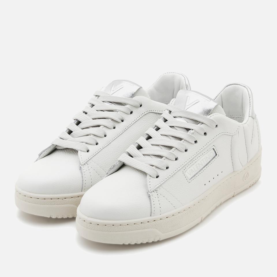 undefined VALENTINO WOMEN'S APOLLO LEATHER BASKET TRAINERS - WHITE/SILVER