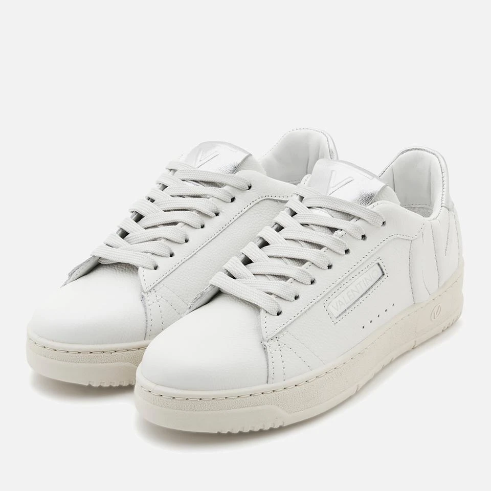 undefined VALENTINO WOMEN'S APOLLO LEATHER BASKET TRAINERS - WHITE/SILVER 2