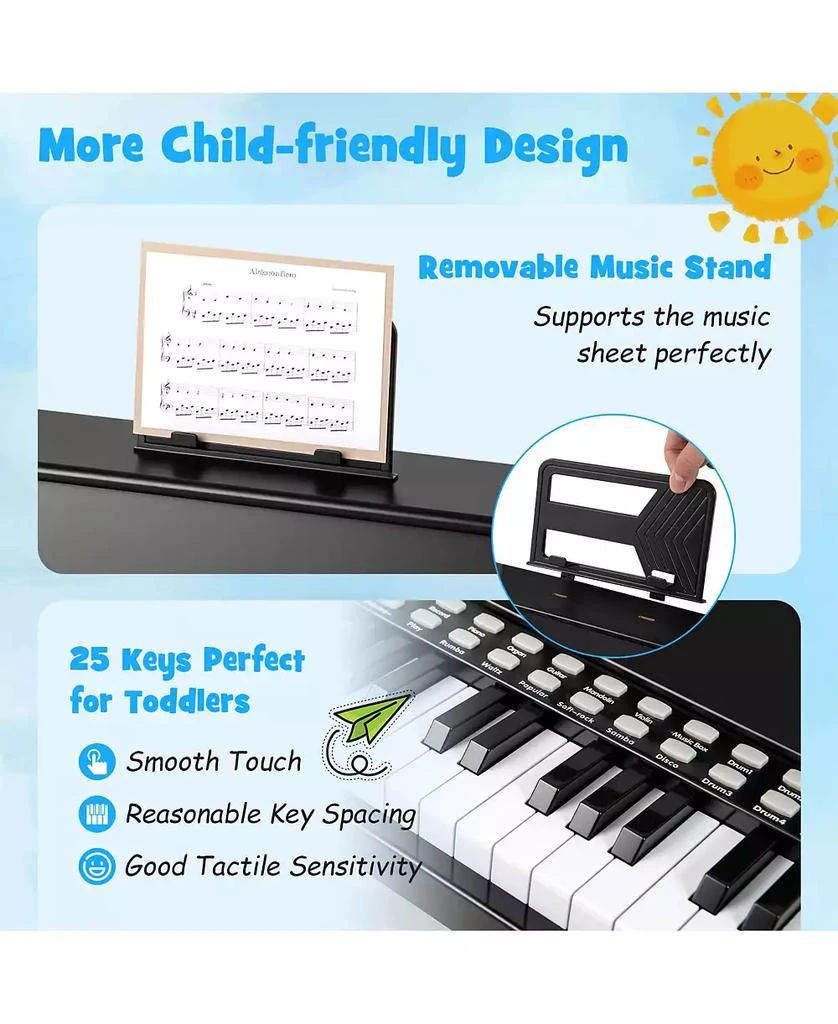 Mecale 25-Key Kids Piano Keyboard with Teaching Mode, Adjustable Speed 
Volume for Easy Learning 6
