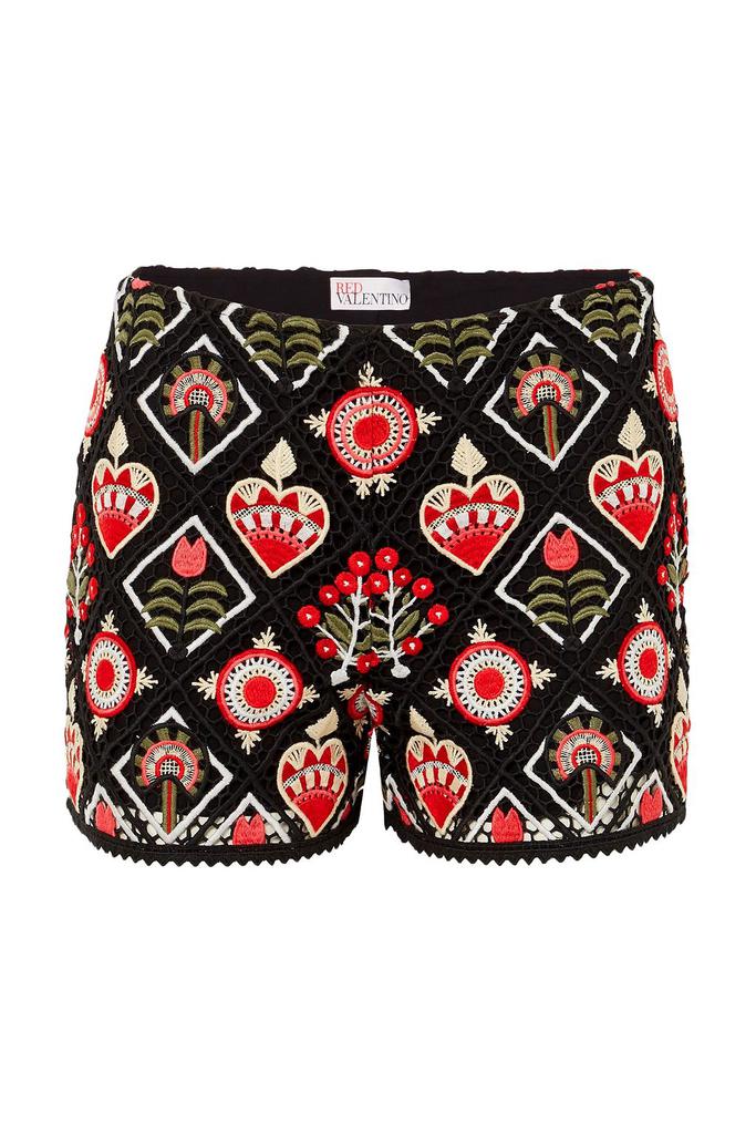 RED Valentino Skirt-effect brushed-felt shorts - Shorts