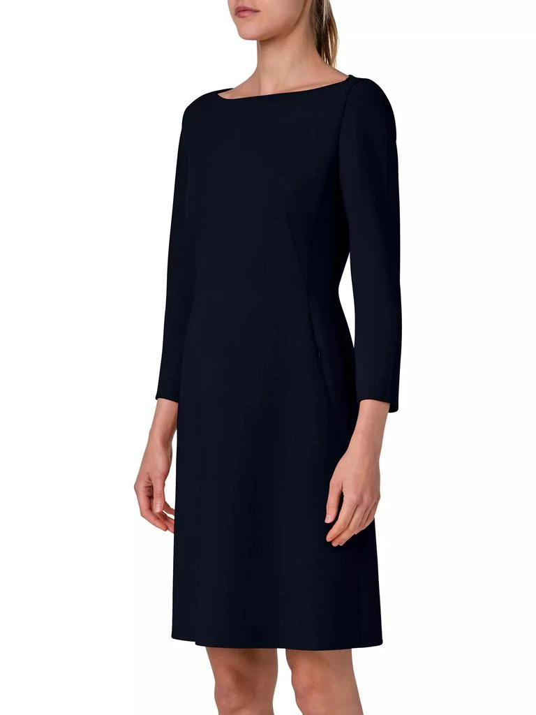 Akris Double-Face Wool Boatneck A-Line Dress 4