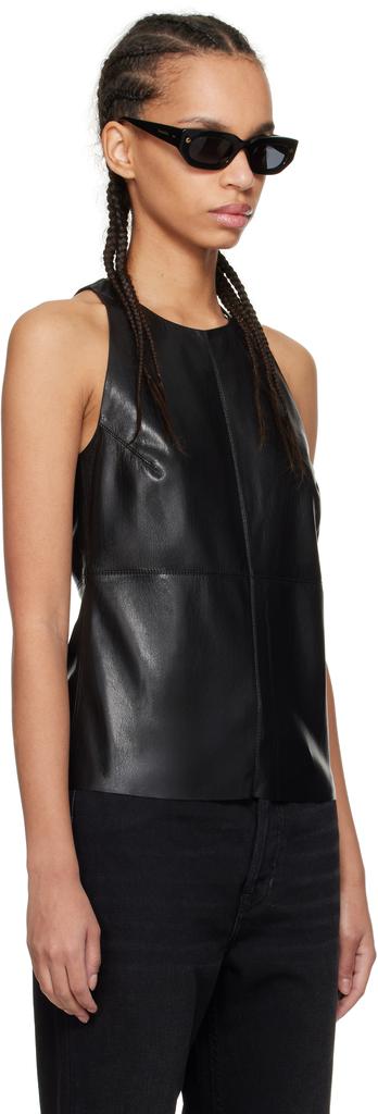 Nanushka Black Teza Faux-Leather Tank Top