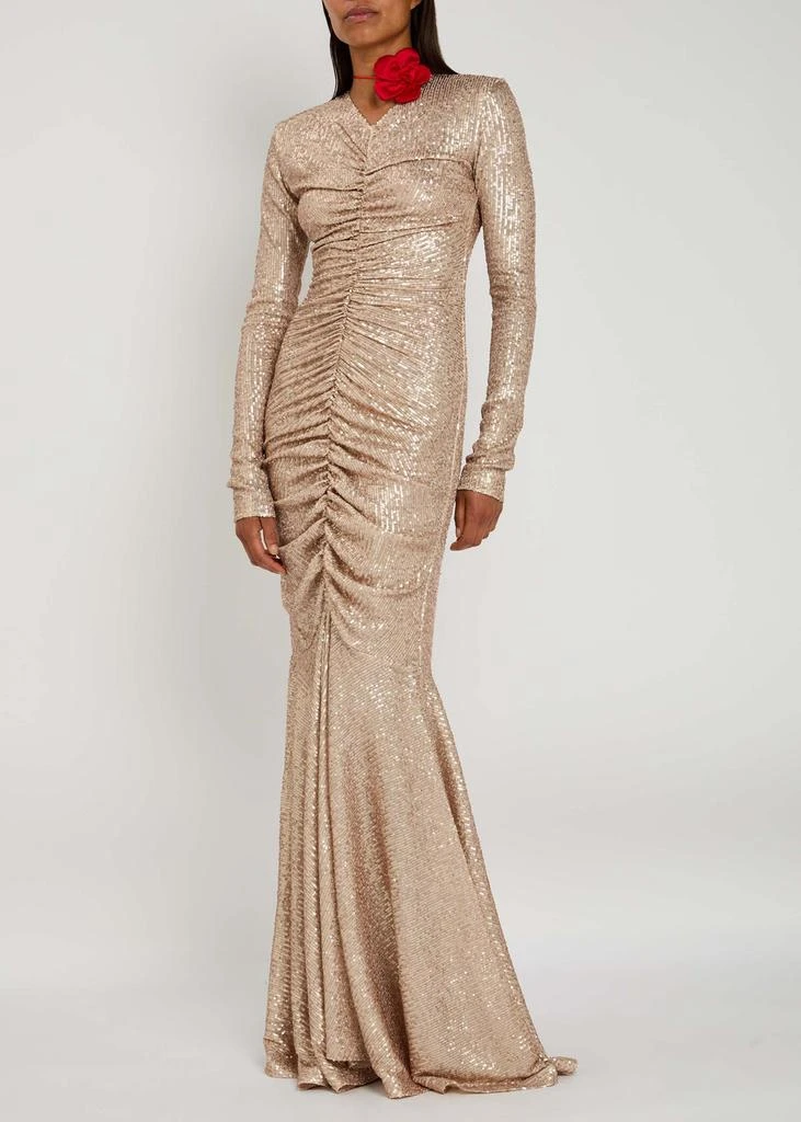 Norma Kamali Sequined ruched gown 4