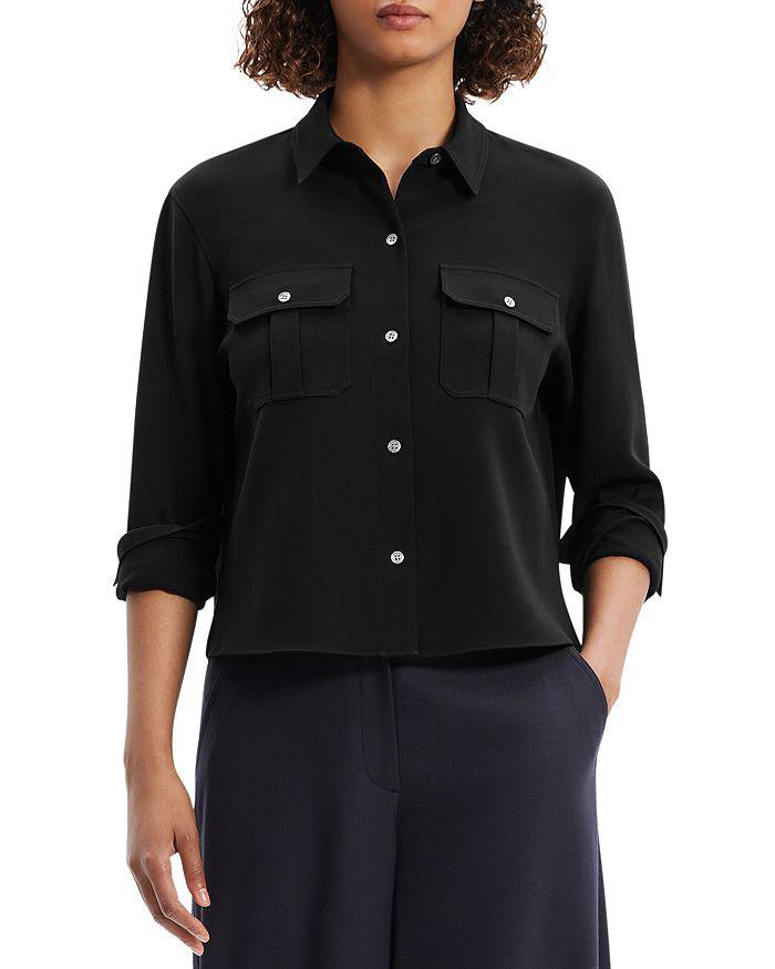 Tシャツ・カットソー Theory SS25 'PK Label Wrap' blouse (O1102503 B6M) Wrap blouse THEORY O1102503 B6M - Ancote