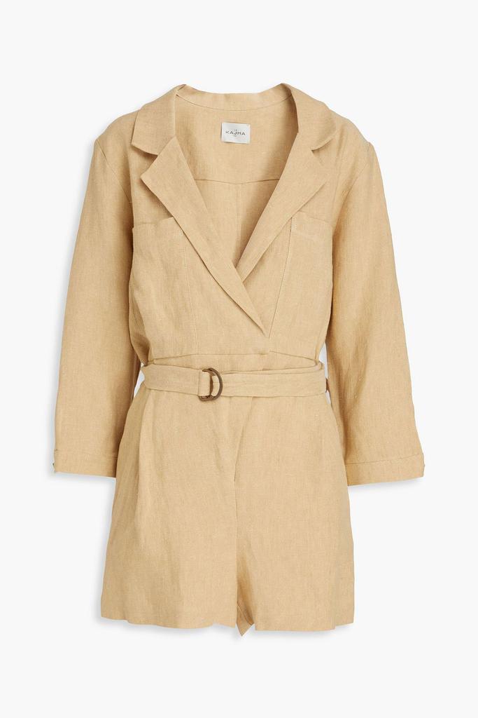 Le Kasha Dahab belted linen playsuit