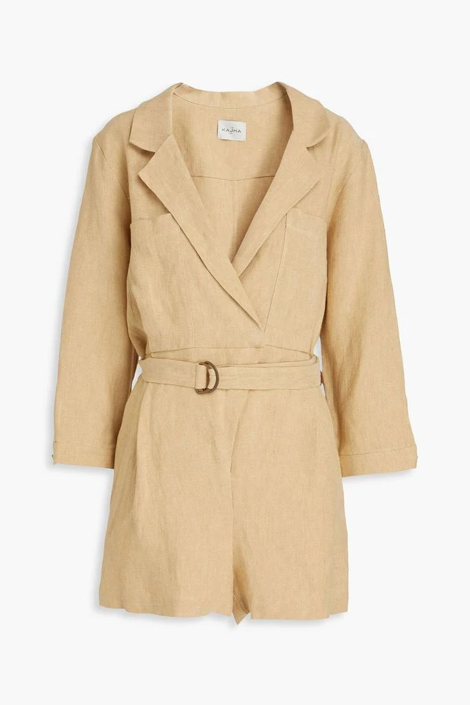 LE KASHA Dahab belted linen playsuit 1