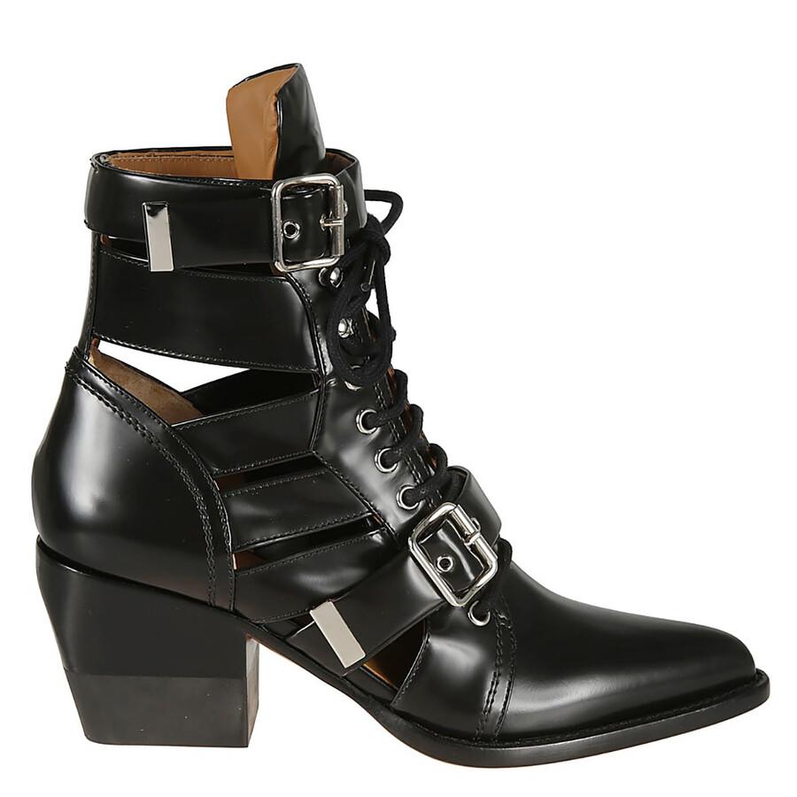 Chloé Chloe Ladies Black Rylee Boots In Shiny Calfskin, Brand Size 35 (US Size 5)