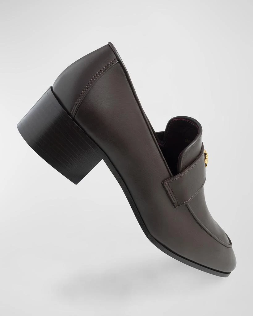 Bougeotte Leather Medallion Heeled Loafers 5