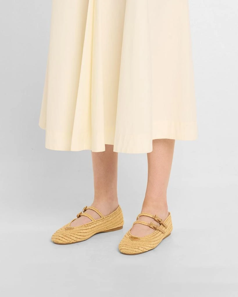 Prada Stuoia Raffia Dual Mary Jane Ballerina Flats 2