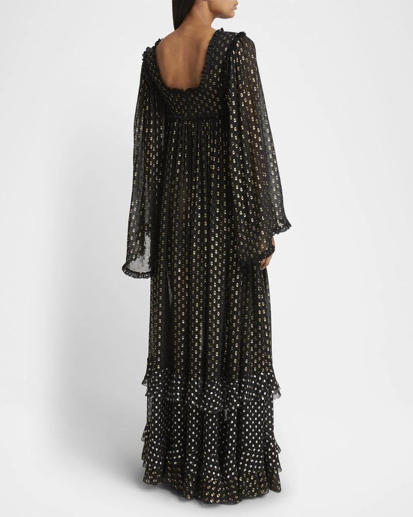 Chloé Metallic Polka-Dot Long-Sleeve Maxi Dress 3