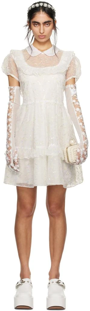 Anna Sui SSENSE Exclusive White Ruffled Minidress 1