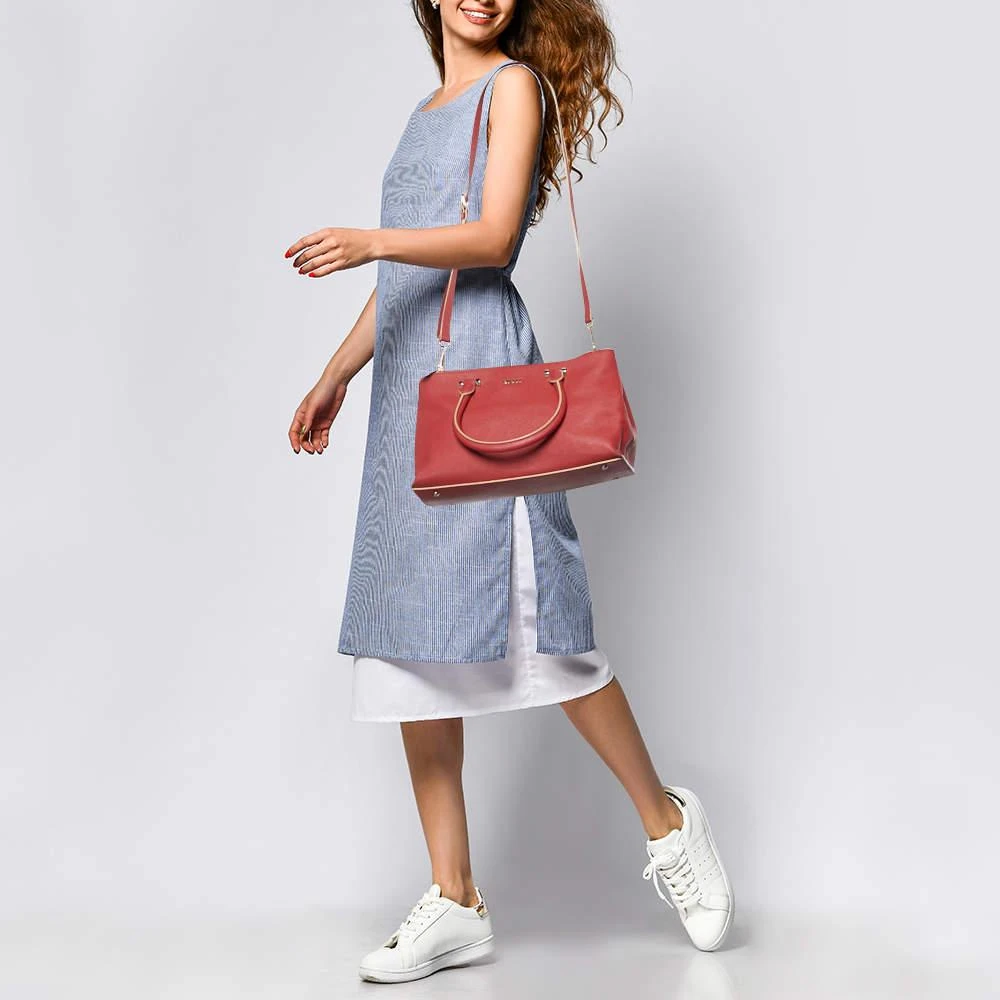 DKNY DKNY Red Leather Bryant Park Double Zip Shopper Tote 2