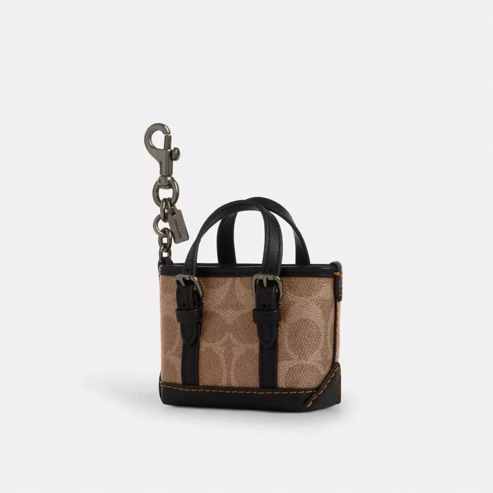 Coach Mini Warner Tote Bag Charm In Signature Canvas