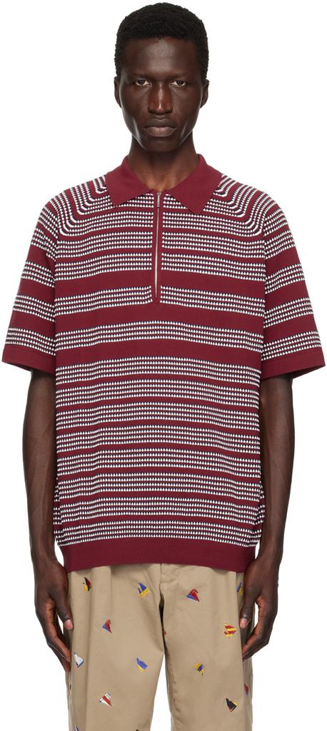 BEAMS PLUS Red Jacquard Polo