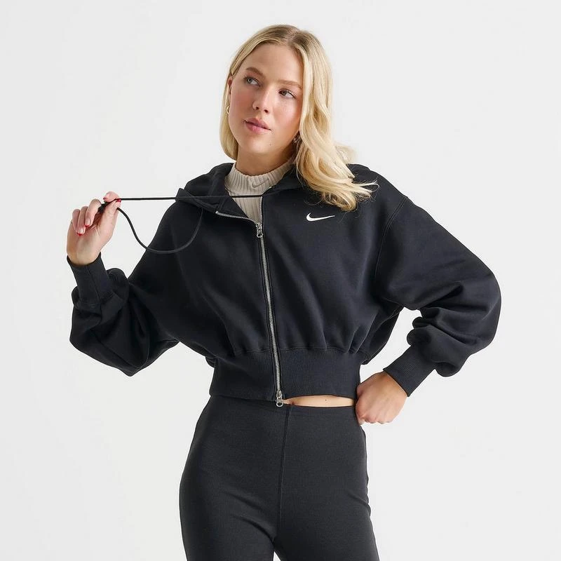 NIKE Women's Nike Sportswear Phoenix Fleece Crop Full-Zip Hoodie 3