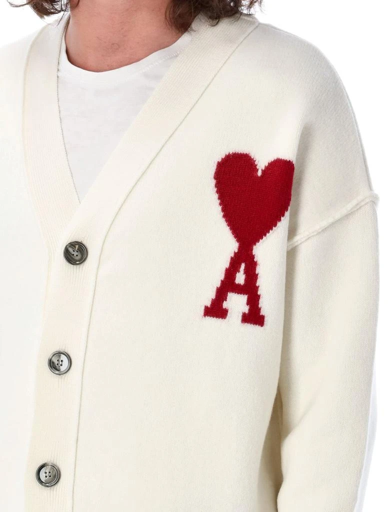 AMI AMI Paris Ami de Coeur Logo Detailed V-Neck Cardigan 3