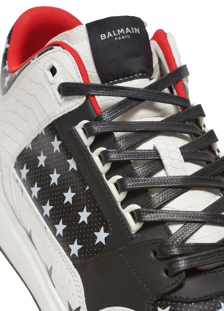 Balmain B-Court Mid Top Stars Print Leather Sneakers